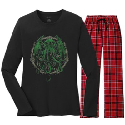 Cthulhu Lovecraft Women's Long Sleeve Flannel Pajama Set 