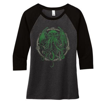 Cthulhu Lovecraft Women's Tri-Blend 3/4-Sleeve Raglan Shirt