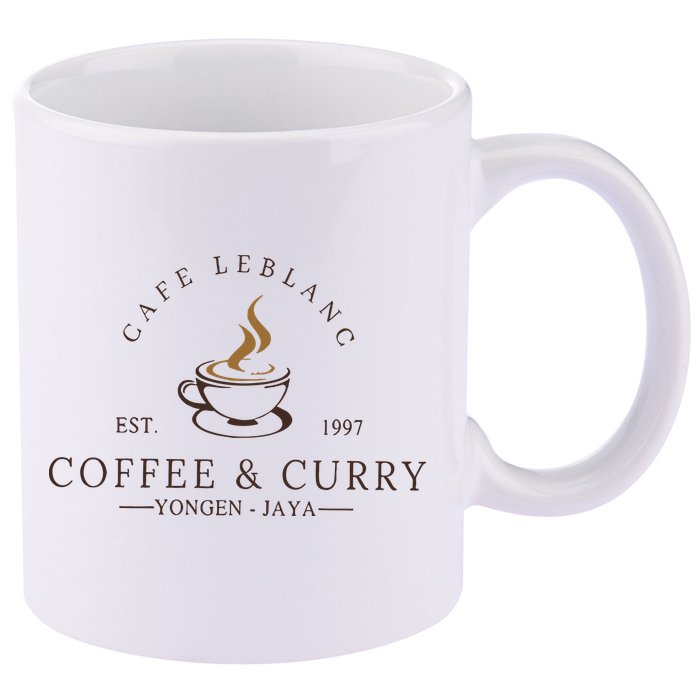 Cafe Leblanc Coffee & Curry Megami 11oz C Handle Ceramic Mug