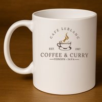 Cafe Leblanc Coffee & Curry Megami 11oz C Handle Ceramic Mug