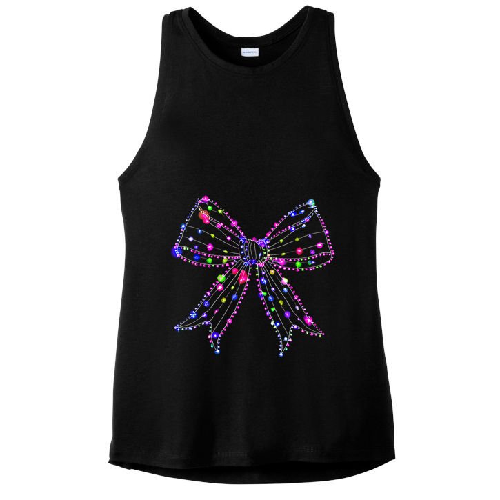 Christmas Light Coquette Bow Christmas Season Ladies PosiCharge Tri-Blend Wicking Tank