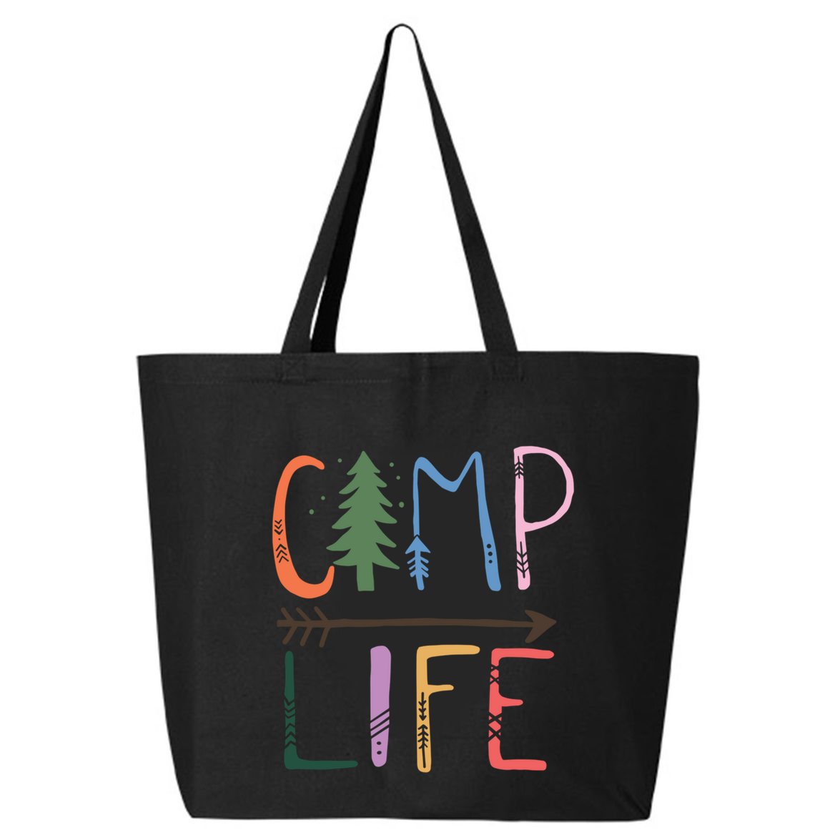 Camping Life Colorful Happy Campers Great Gift 25L Jumbo Tote