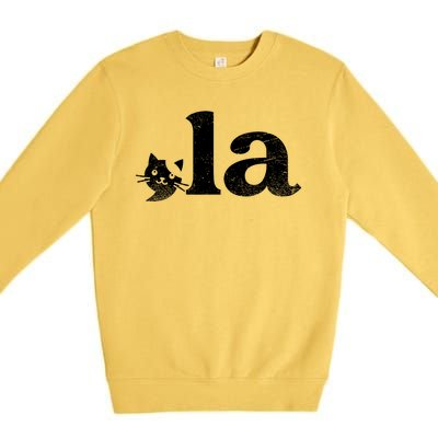 Comma La Cat Retro Vote Kamala Harris 2024 Premium Crewneck Sweatshirt