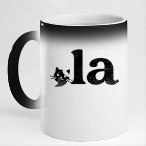 Comma La Cat Retro Vote Kamala Harris 2024 11oz Black Color Changing Mug