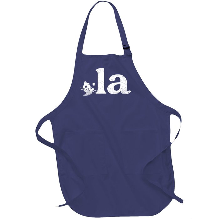 Comma La Cat Retro Vote Kamala Harris 2024 Full-Length Apron With Pockets