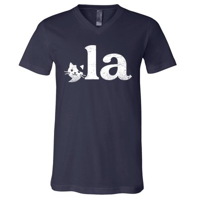 Comma La Cat Retro Vote Kamala Harris 2024 V-Neck T-Shirt