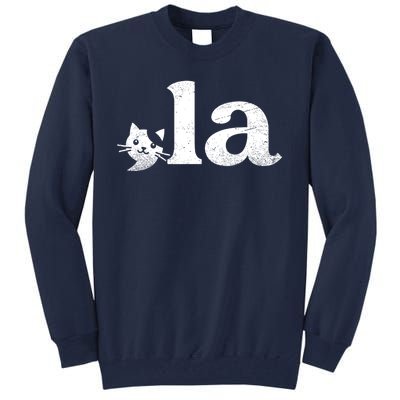 Comma La Cat Retro Vote Kamala Harris 2024 Tall Sweatshirt