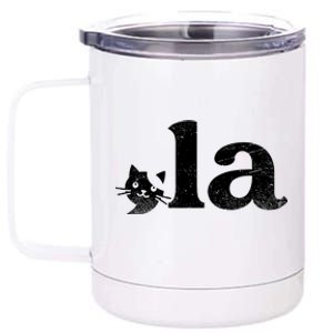 Comma La Cat Retro Vote Kamala Harris 2024 12 oz Stainless Steel Tumbler Cup