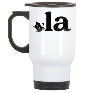 Comma La Cat Retro Vote Kamala Harris 2024 Stainless Steel Travel Mug