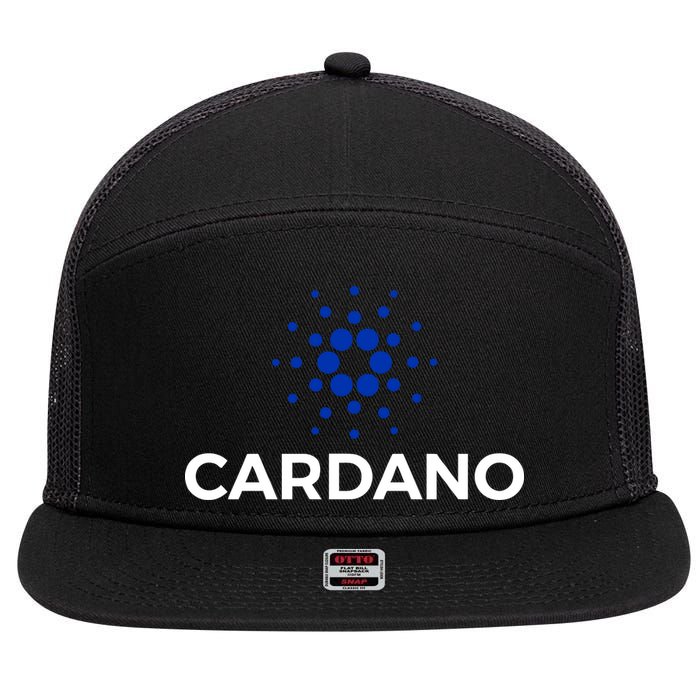 Cardano Logo Crypto Coin Blockchain 7 Panel Mesh Trucker Snapback Hat