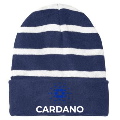 Cardano Logo Crypto Coin Blockchain Striped Beanie with Solid Band