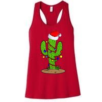 Christmas Lights Cactus Lover Funny Xmas Gift Women's Racerback Tank