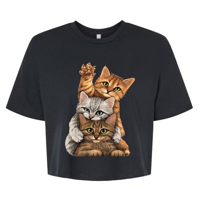 cute little Cats playing build Wall for lovers kitty kittens Bella+Canvas Jersey Crop Tee