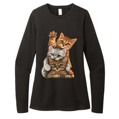 cute little Cats playing build Wall for lovers kitty kittens Womens CVC Long Sleeve Shirt