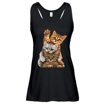 cute little Cats playing build Wall for lovers kitty kittens Ladies Essential Flowy Tank