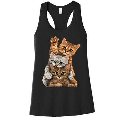 cute little Cats playing build Wall for lovers kitty kittens Women's Racerback Tank