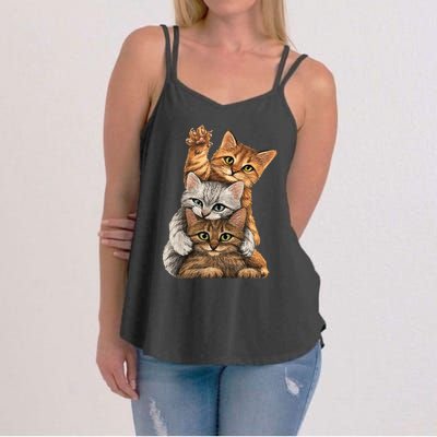 cute little Cats playing build Wall for lovers kitty kittens Women's Strappy Tank