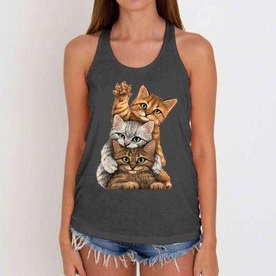 cute little Cats playing build Wall for lovers kitty kittens Women's Knotted Racerback Tank