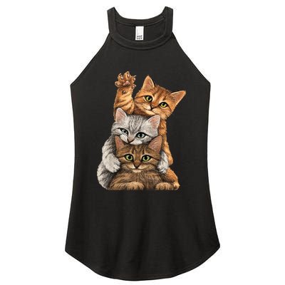 cute little Cats playing build Wall for lovers kitty kittens Women's Perfect Tri Rocker Tank