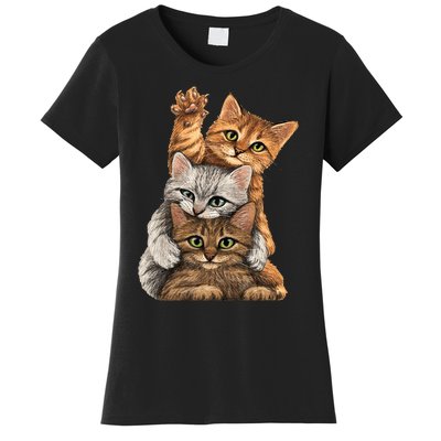 cute little Cats playing build Wall for lovers kitty kittens Women's T-Shirt