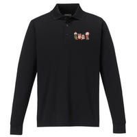 Christmas Latte Cute Comfort Performance Long Sleeve Polo