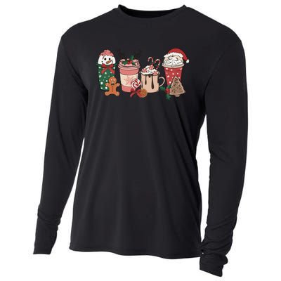 Christmas Latte Cute Comfort Cooling Performance Long Sleeve Crew