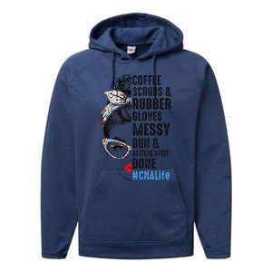 CNA Life Coffee Scrubs And Rubber Gloves Nurses Week Performance Fleece Hoodie