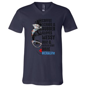 CNA Life Coffee Scrubs And Rubber Gloves Nurses Week V-Neck T-Shirt