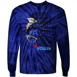 CNA Life Coffee Scrubs And Rubber Gloves Nurses Week Tie-Dye Long Sleeve Shirt