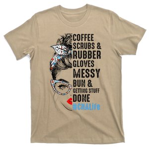 CNA Life Coffee Scrubs And Rubber Gloves Nurses Week T-Shirt