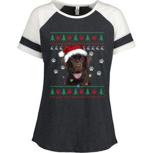 Chocolate Labrador Christmas Ugly Sweater Lab Dog Lover Gift Enza Ladies Jersey Colorblock Tee