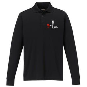 Comma La Cat Kamala Harris 2024 President Comma La Funny Performance Long Sleeve Polo