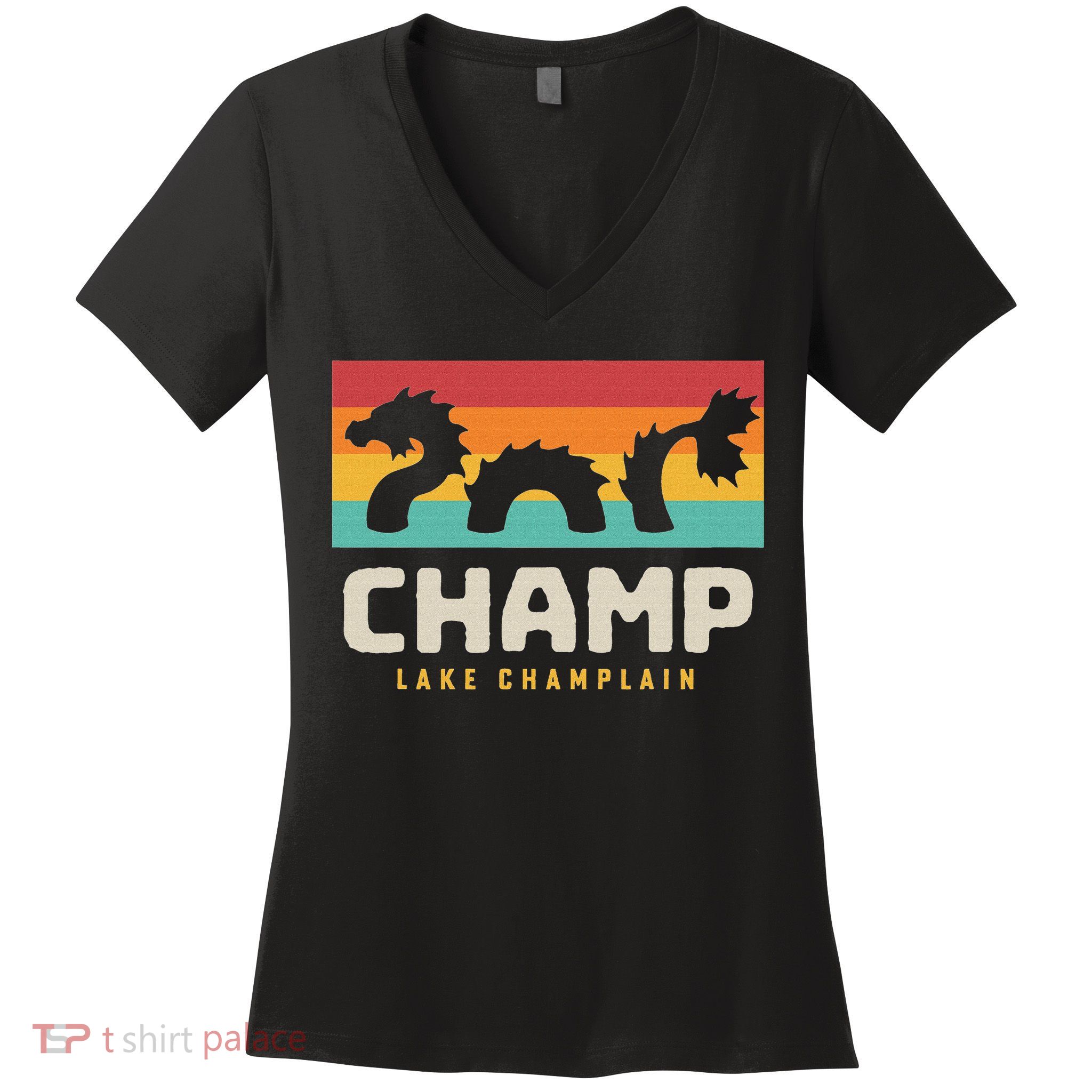 Champ Lake Champlain Monster American Folklore Women's V-Neck T-Shirt