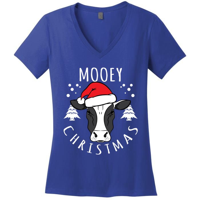 Cow Lover Cow Head Design Mooey Christmas Great Gift Women's V-Neck T-Shirt