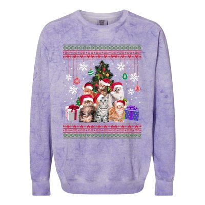 Cat Lover Christmas Funny Ugly Merry Cat Mom Dad Cool Gift Colorblast Crewneck Sweatshirt