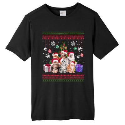 Cat Lover Christmas Funny Ugly Merry Cat Mom Dad Cool Gift Tall Fusion ChromaSoft Performance T-Shirt