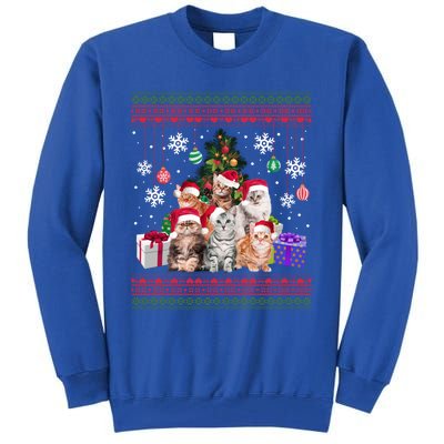 Cat Lover Christmas Funny Ugly Merry Cat Mom Dad Cool Gift Tall Sweatshirt