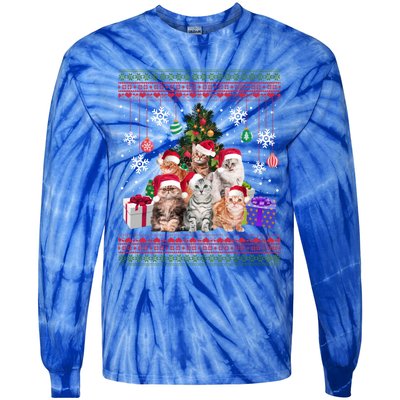 Cat Lover Christmas Funny Ugly Merry Cat Mom Dad Cool Gift Tie-Dye Long Sleeve Shirt