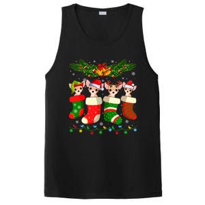 Christmas Light Chihuahua Dog In Christmas Sock Gift PosiCharge Competitor Tank