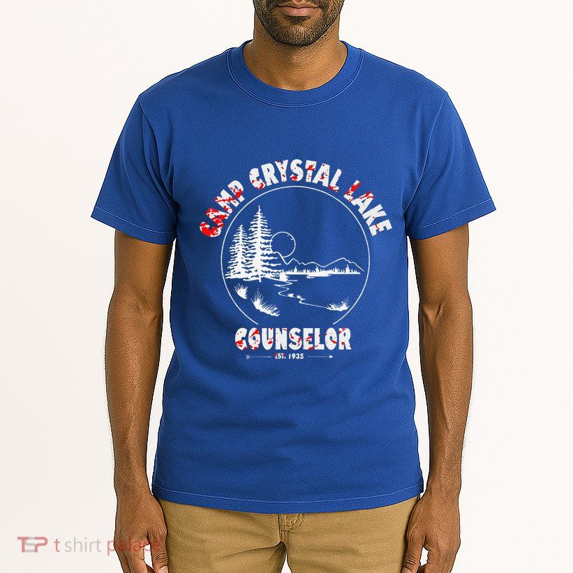 Crystal Lake Camp Counselor Costume Halloween Horror Blood Tall T-Shirt