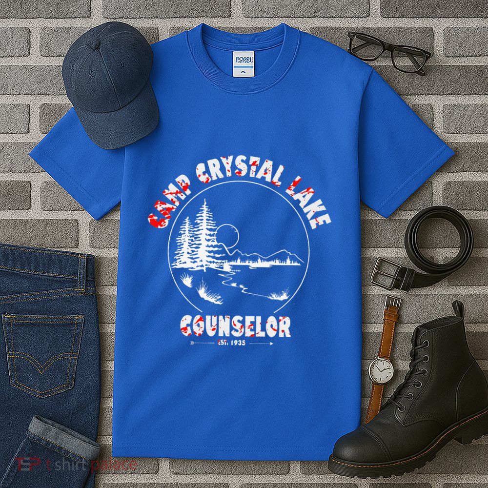 Crystal Lake Camp Counselor Costume Halloween Horror Blood Tall T-Shirt