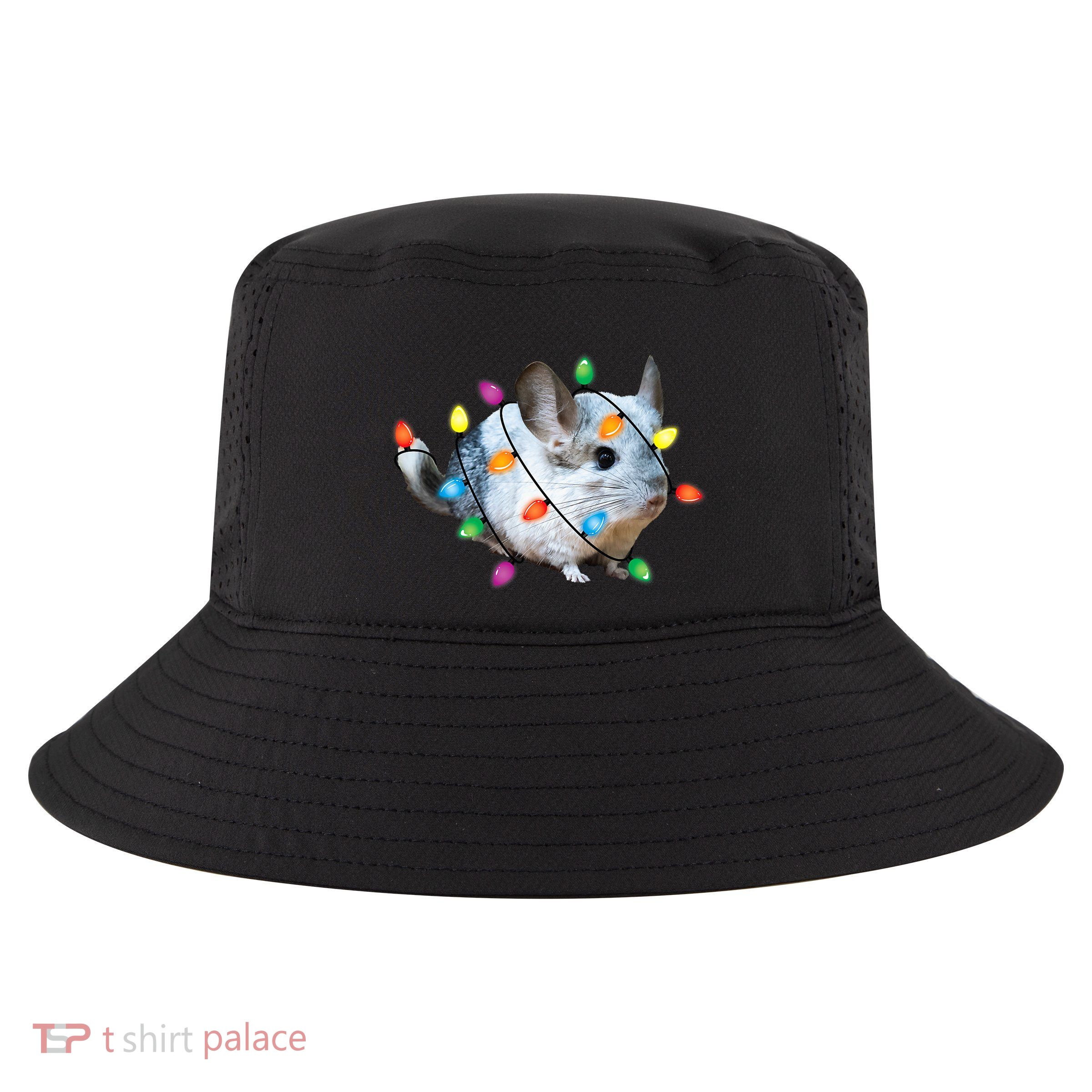 Christmas Lights Chinchilla Funny Xmas Tree Chinchilla Cool Comfort Performance Bucket Hat