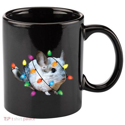 Christmas Lights Chinchilla Funny Xmas Tree Chinchilla 11oz C Handle Ceramic Mug