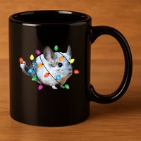 Christmas Lights Chinchilla Funny Xmas Tree Chinchilla 11oz C Handle Ceramic Mug