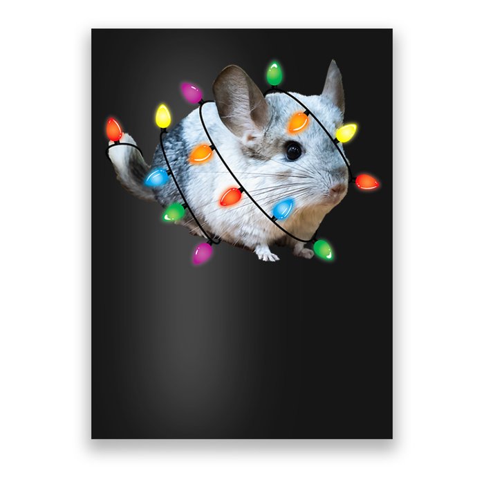 Christmas Lights Chinchilla Funny Xmas Tree Chinchilla Poster