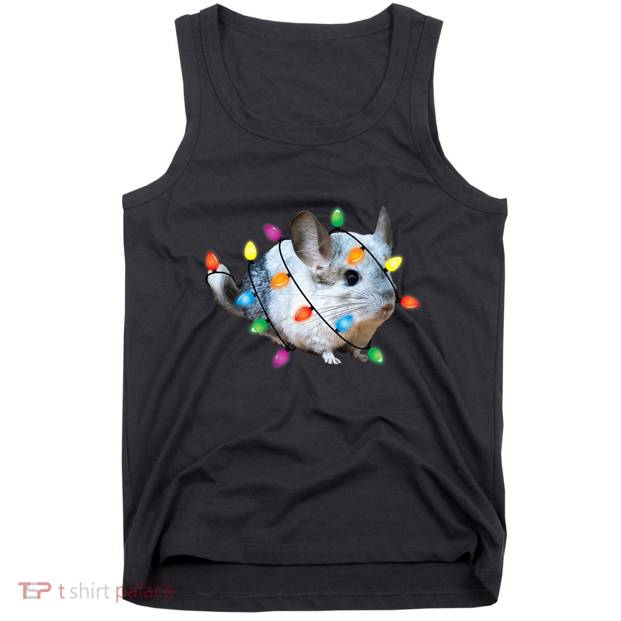 Christmas Lights Chinchilla Funny Xmas Tree Chinchilla Tank Top