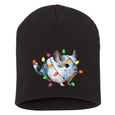 Christmas Lights Chinchilla Funny Xmas Tree Chinchilla Short Acrylic Beanie