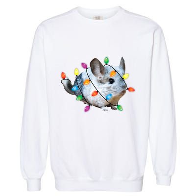 Christmas Lights Chinchilla Funny Xmas Tree Chinchilla Garment-Dyed Sweatshirt