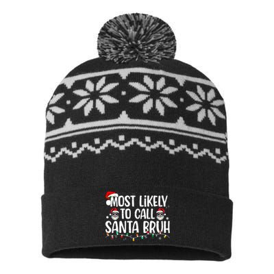 Christmas Likely Call Santa Bruh Xmas Family USA-Made Snowflake Beanie