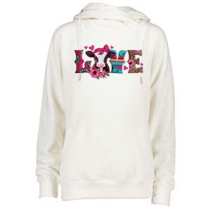 Cute Love Calf Love Cow Western Valentines Day Calf Mom Womens Funnel Neck Pullover Hood